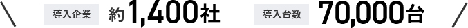 導入企業約1,400社 導入台数70,000台